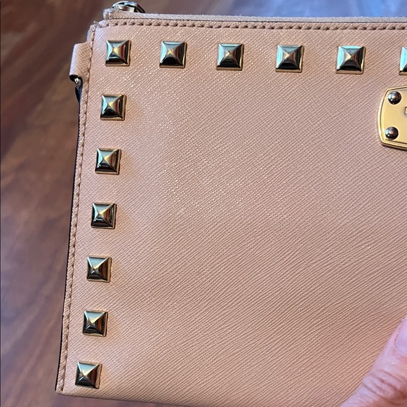 Like new Michael Kors Blush Wristlet Clutch with Stud Accents - Picture 3 of 16